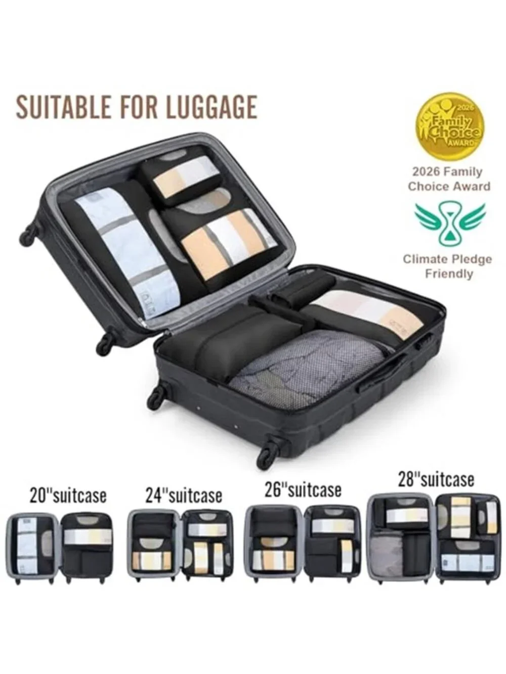 10 Set/8 Set Packing Cubes for Travel Essentials, Suitcase Organizer Bags